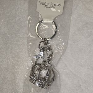 Silver Crown Tiara Bag Purse Backpack Charm  Keychain